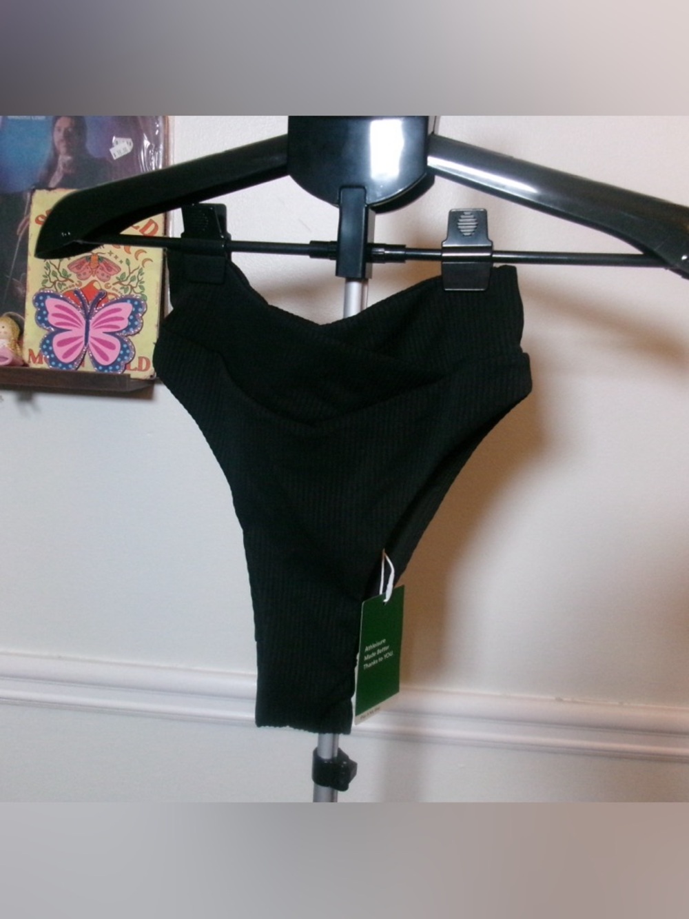 NWT (1 PCS) HALARA Black, Ribbed, high waisted Bikini Bottom Size Small